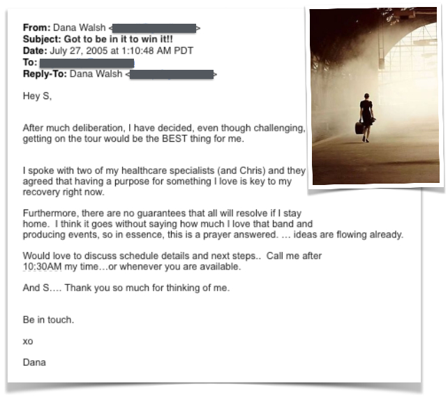 Dana Walsh U2 Lyme Tour Email 1 (Win It - Pic) Under Our Skin